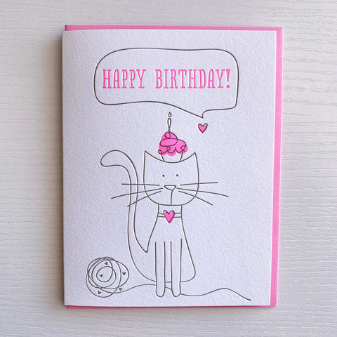 Cat And Cupcake Birthday Card