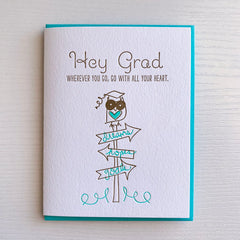 Go With All Your Heart Owl Graduation card