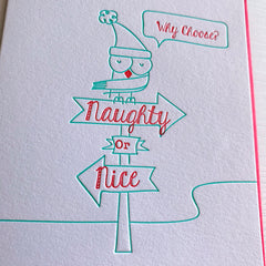 Naughty or Nice Letterpress Holiday Card