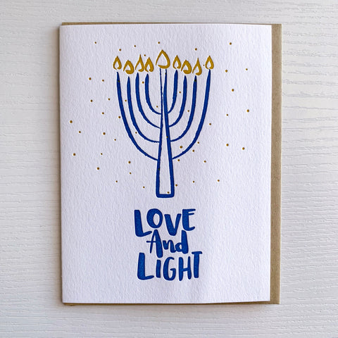 Love & Light Menorah - Hanukkah Letterpress Card