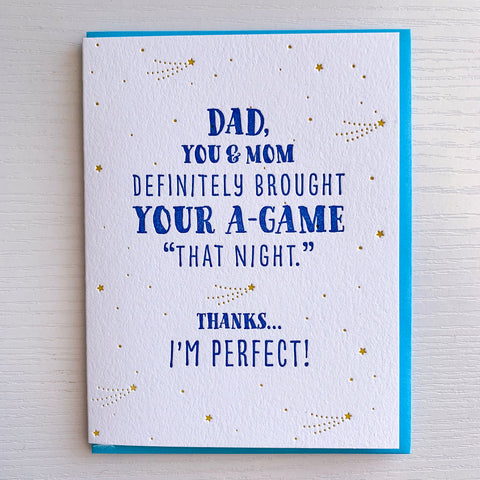 Funny Fathers Day Card - A-Game