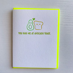You Had Me At Avocado Toast Love Card or Friendship Card