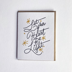 Holiday Card, Letterpress Let Your Heart Be Light